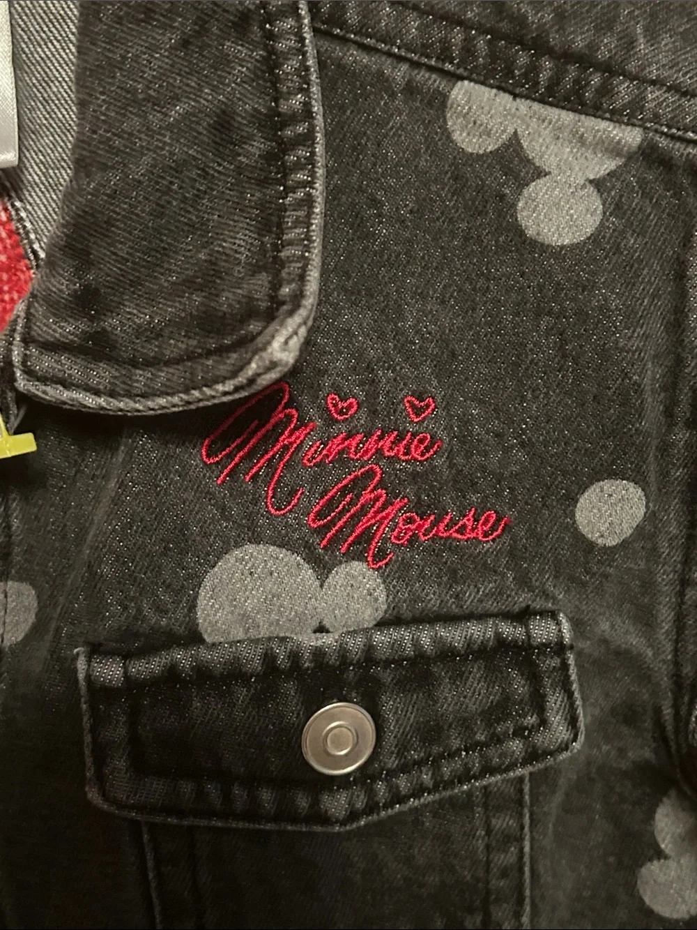 Disney Black Denim Kids Jacket with Red Minnie Embroidered